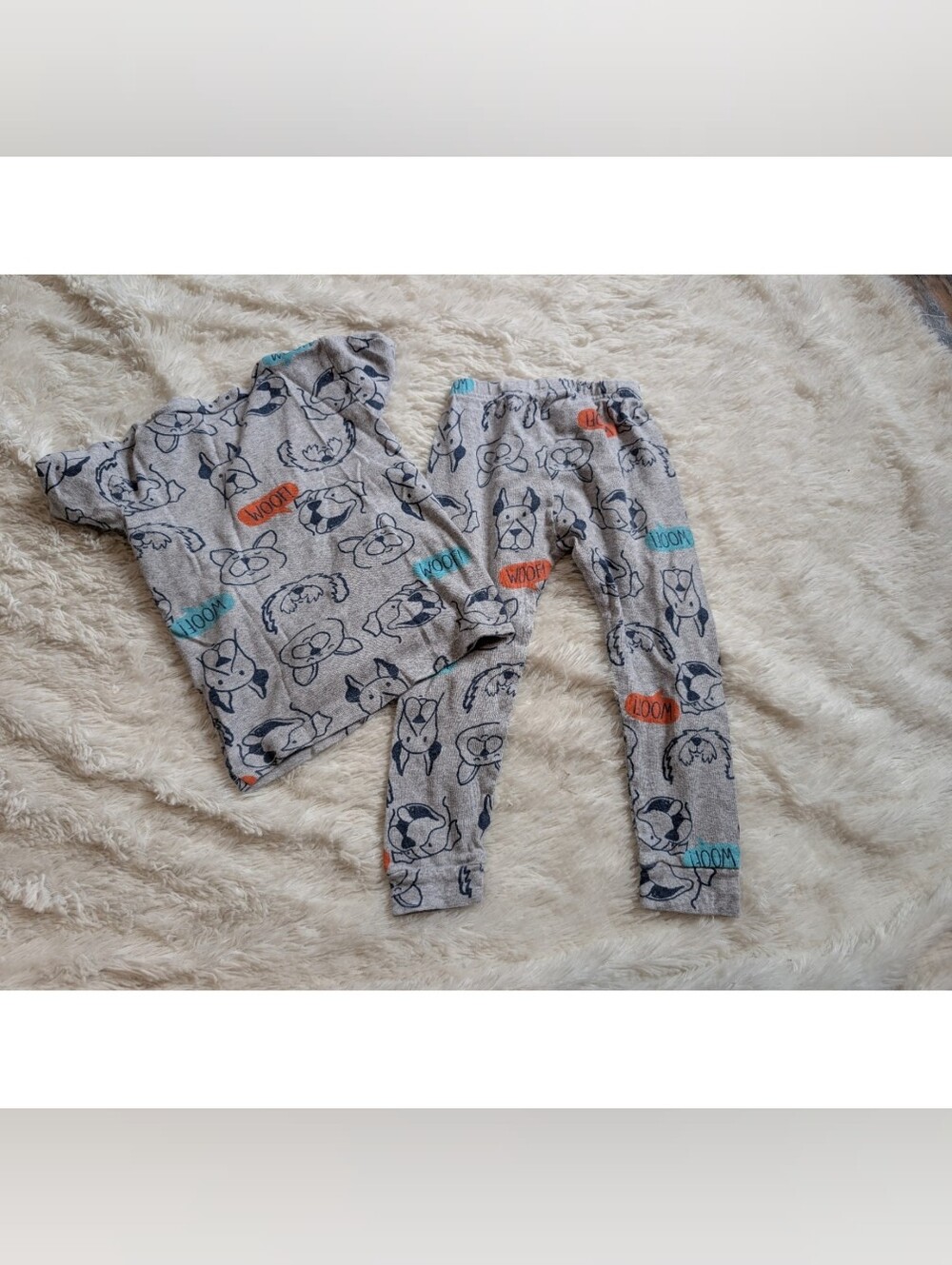 Carter's Just One You 100% Cotton Grey Dog Print Pajama Set Toddler Size 2T